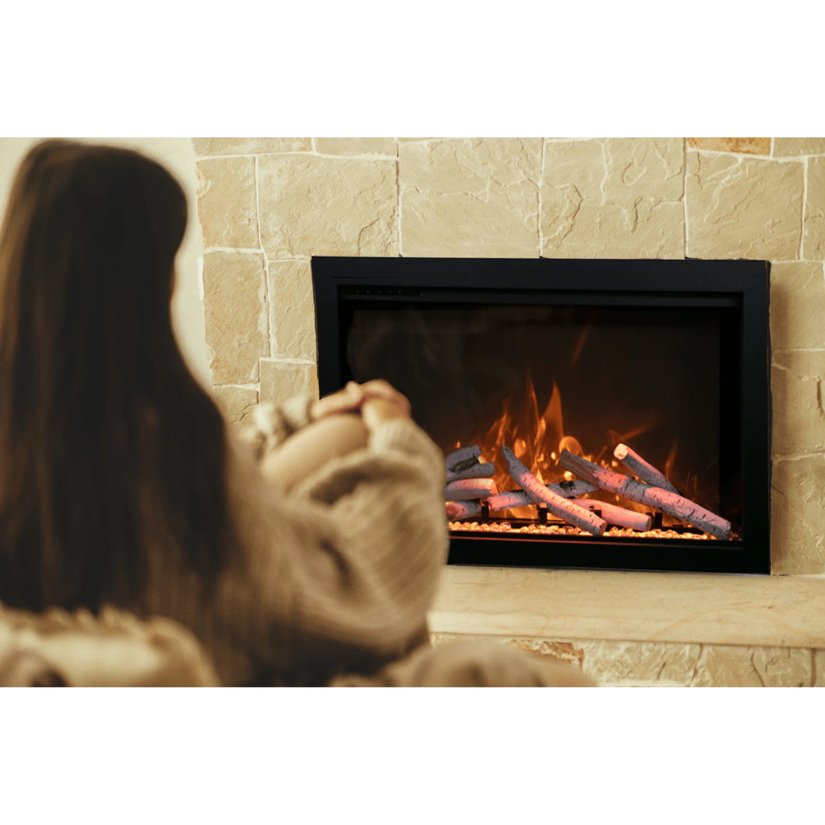 Amantii fireplace – TRD 30" electric fireplace insert Birch logset