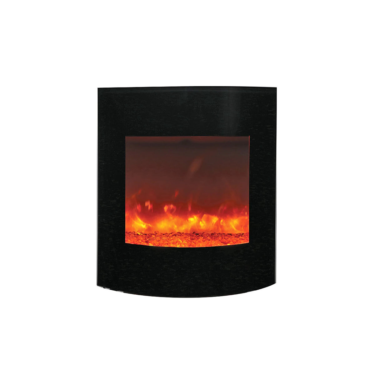Amantii 2428-CURVEDGLS curved glass front shown installed on the 2428 fireplace