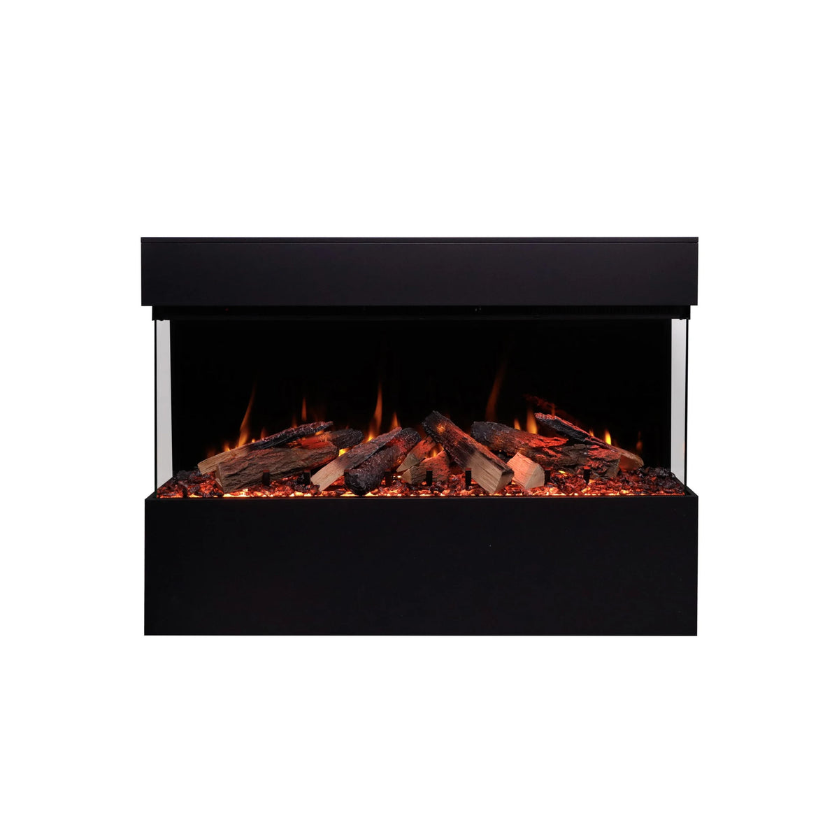 Amantii pedestal display shown with a fireplace, series view