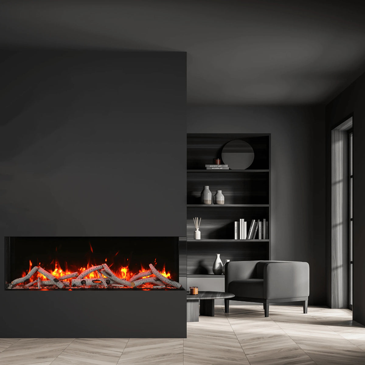 Amantii fireplace – TruView Slim with birch logset