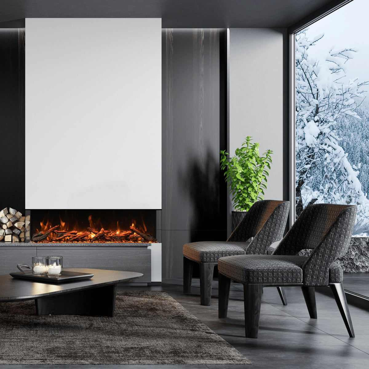 Amantii fireplace – TruView XL Deep with Oak logset