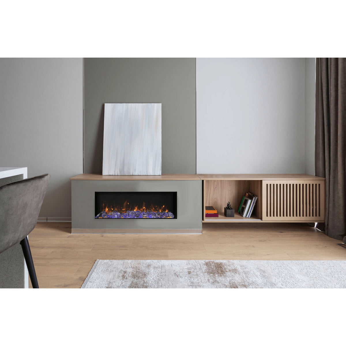 Amantii fireplace – Bi Slim with large media glass nuggets