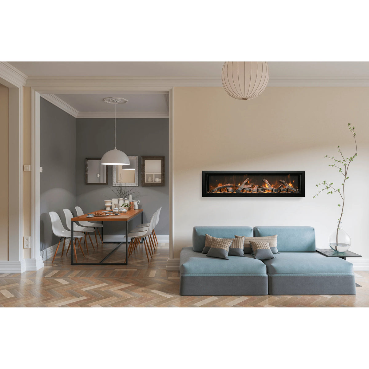 Amantii fireplace – bi deep rustic logset in living room