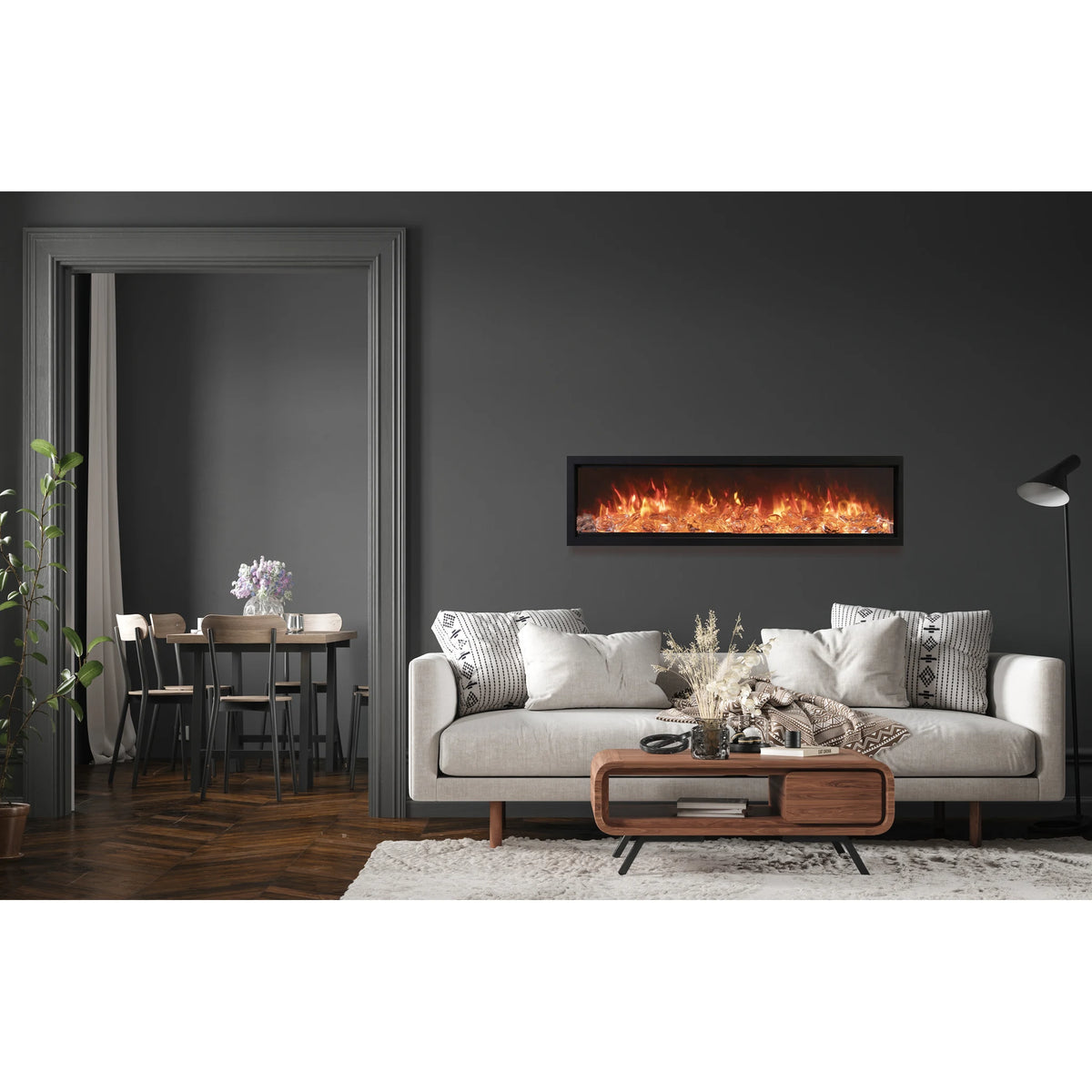 Amantii fireplace – sym bespoke 60 glass chunks
