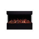 Amantii pedestal display shown with a fireplace, series view