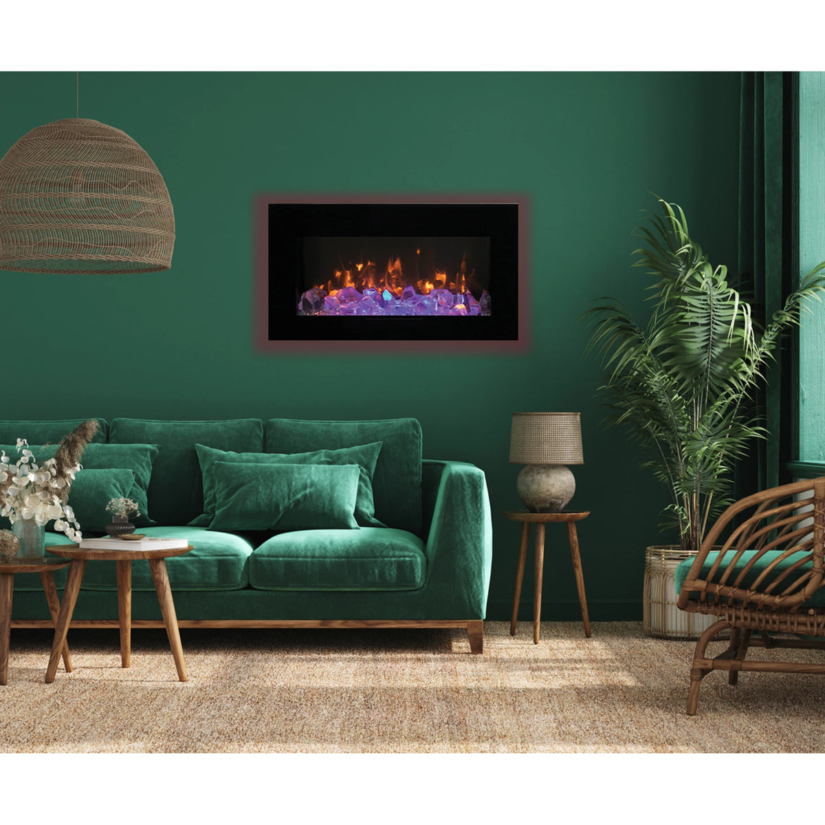 Amantii fireplace – wm-fm with red glow
