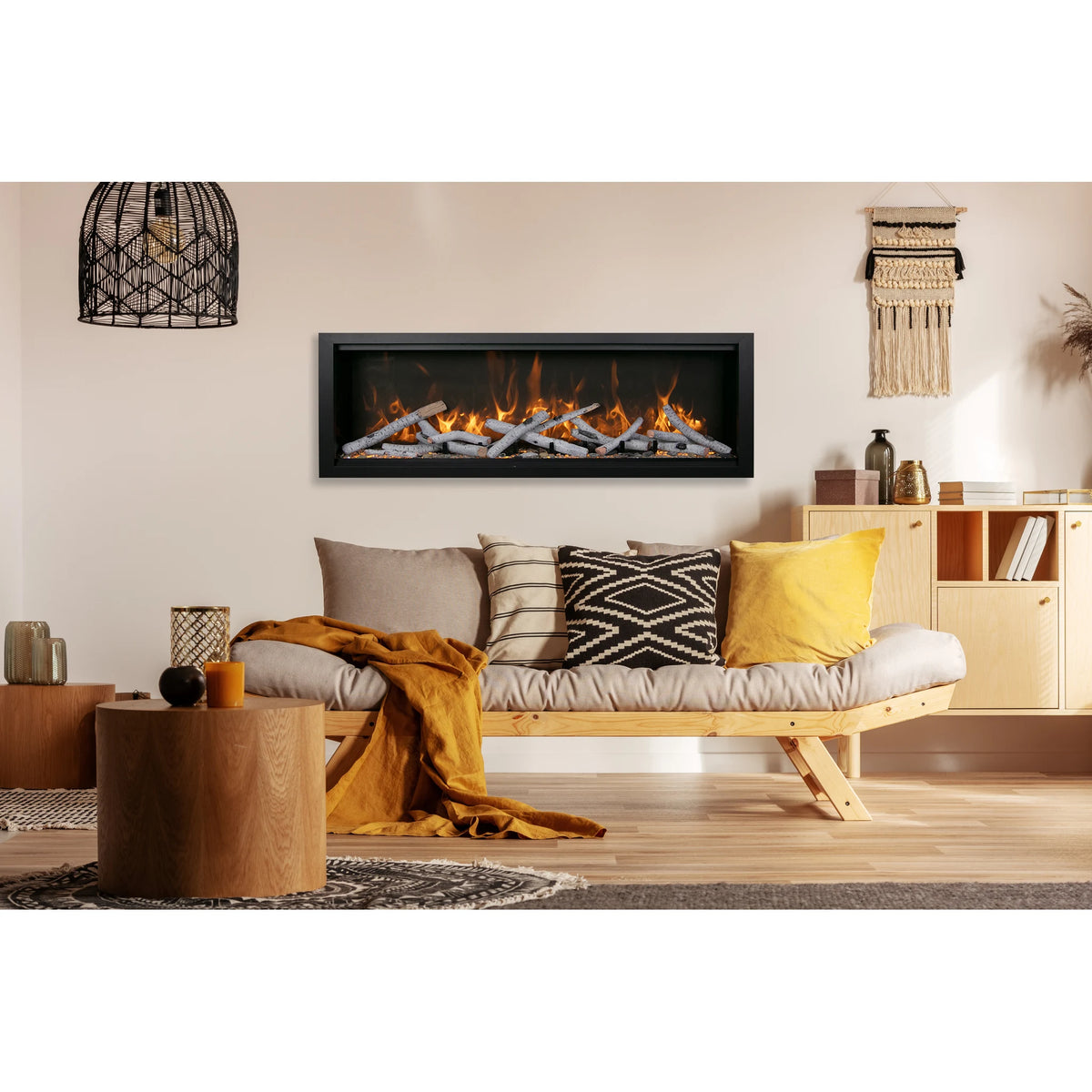 Amantii fireplace – sym bespoke 50 with birch log-set homedecor